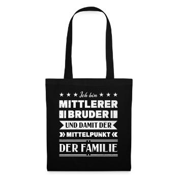 Mittelkind Sandwichkind Mittlerer Bruder - Stoffbeutel - Schwarz - Vorne