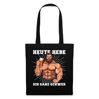 Bodybuilder Gym Bier | Heute hebe ich ganz schwer - Stoffbeutel - Schwarz - Vorne
