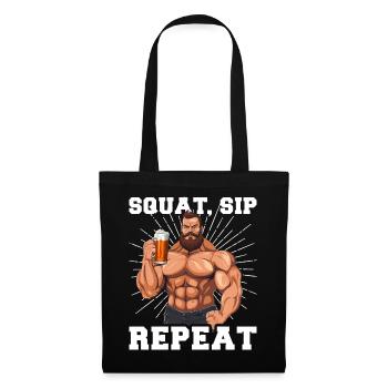 Bodybuilder Gym Beer Squat Sip Repeat - Tote Bag - black - Front