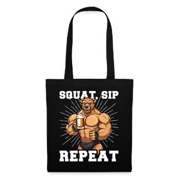 Bodybuilder Gym Beer Squat Sip Repeat - Tote Bag - black - Front