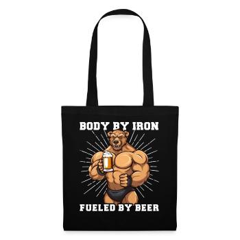 Bodybuilder Gym Bier | Body by iron - Stoffbeutel - Schwarz - Vorne