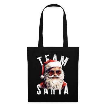 Team Santa Weihnachtsmotiv Weihnachtsmann - Stoffbeutel - Schwarz - Vorne