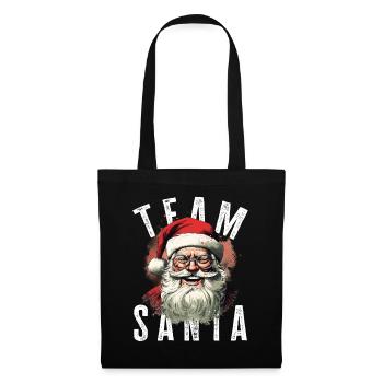 Team Santa Weihnachtsmotiv Weihnachtsmann - Stoffbeutel - Schwarz - Vorne