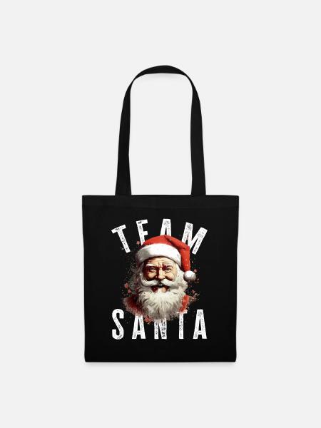 Team Santa Weihnachtsmotiv Weihnachtsmann - Stoffbeutel - Schwarz