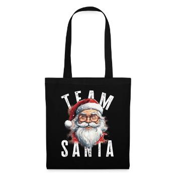 Team Santa Weihnachtsmotiv Weihnachtsmann - Stoffbeutel - Schwarz - Vorne