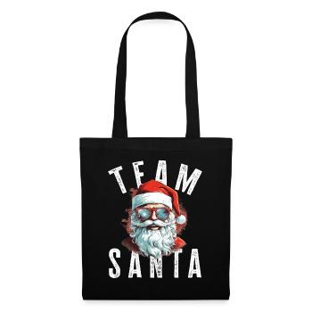 Team Santa Weihnachtsmotiv Weihnachtsmann - Stoffbeutel - Schwarz - Vorne