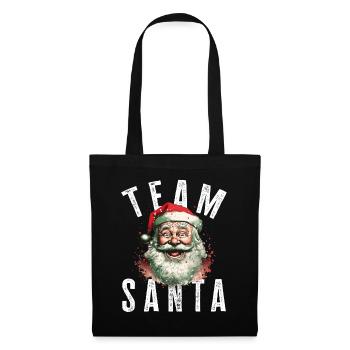 Team Santa Weihnachtsmotiv Weihnachtsmann - Stoffbeutel - Schwarz - Vorne