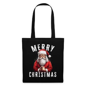 Père Noël - Noël - Motif de Noël - Sac en tissu - noir - Devant