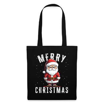 Père Noël - Noël - Motif de Noël - Sac en tissu - noir - Devant