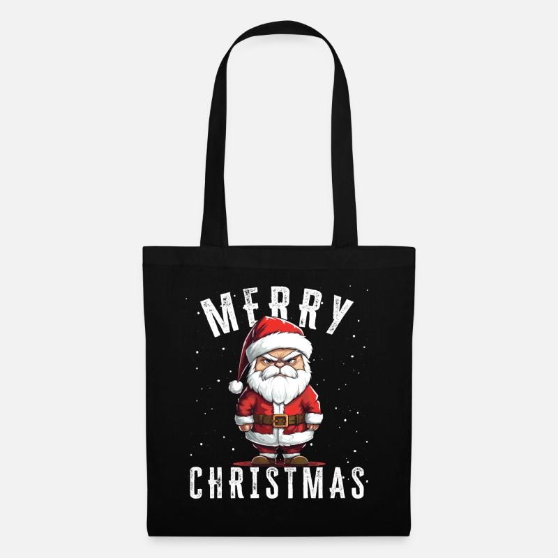 Weihnachtsmann - Weihnachten - Weihnachtsmotiv - Stoffbeutel - Schwarz