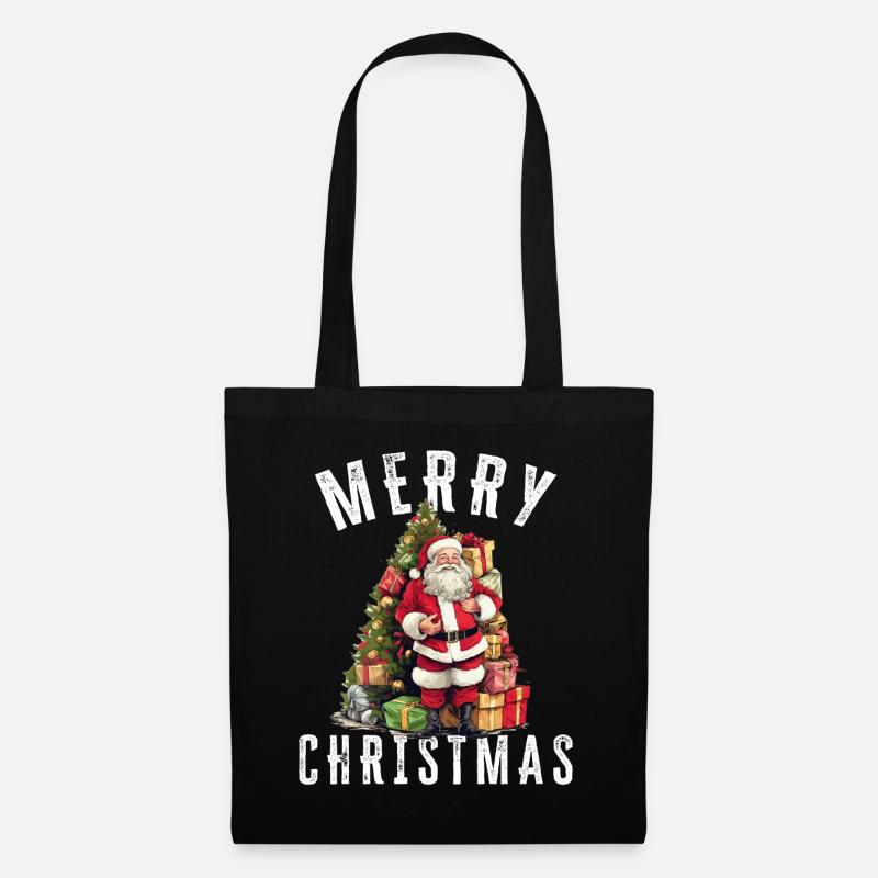 Weihnachtsmann - Weihnachten - Weihnachtsmotiv - Stoffbeutel - Schwarz