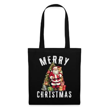 Père Noël - Noël - Motif de Noël - Sac en tissu - noir - Devant
