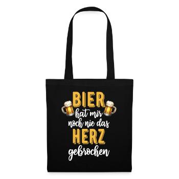 Bier hat mir noch nie das Herz gebrochen - Stoffbeutel - Schwarz - Vorne