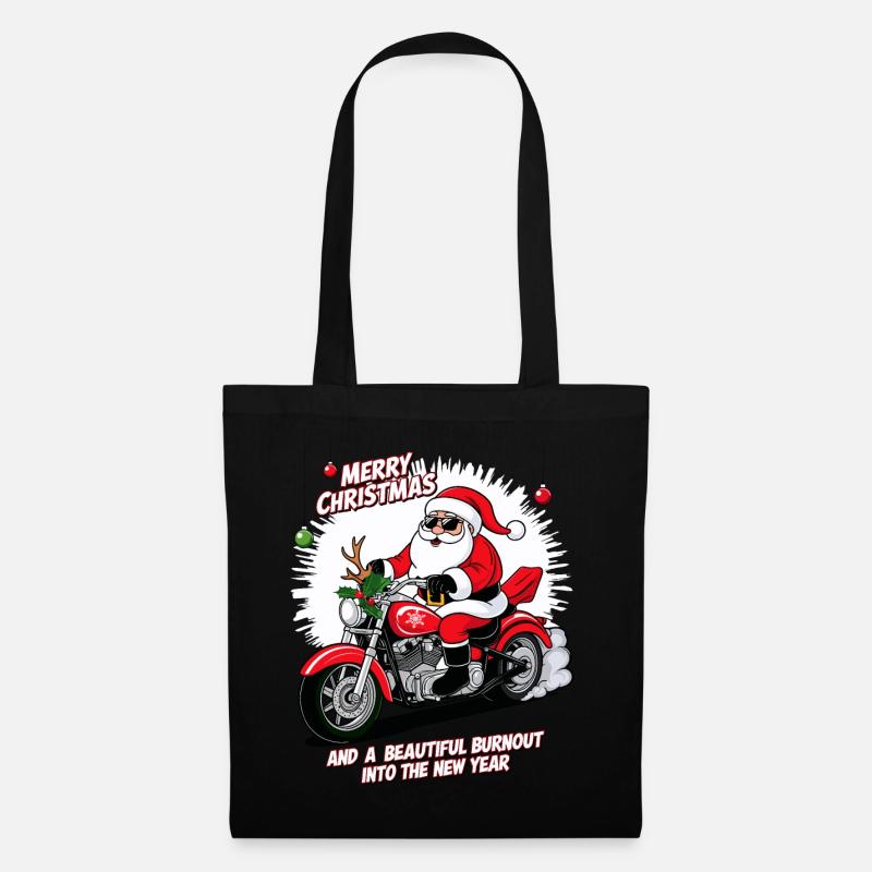 Rocker Weihnachtsmann - Stoffbeutel - Schwarz