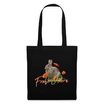 Frohe Ostern Osterhase - Stoffbeutel - Schwarz - Vorne