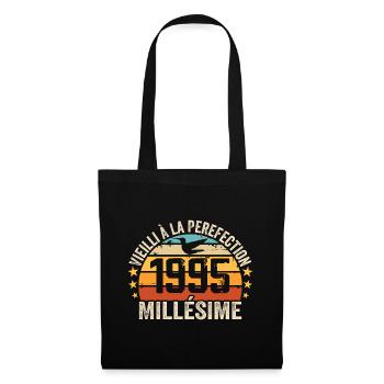 Jahrgang 1995 Retro 1995 Geburtstagsgeschenk - Stoffbeutel - Schwarz - Vorne