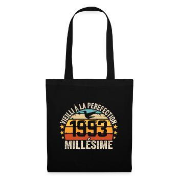Jahrgang 1993 Retro Geburtstagsgeschenk 1993 - Stoffbeutel - Schwarz - Vorne