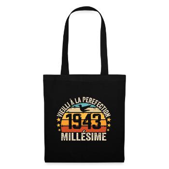 Millésime 1943 Cadeau D’anniversaire Rétro 1943 - Sac en tissu - noir - Devant