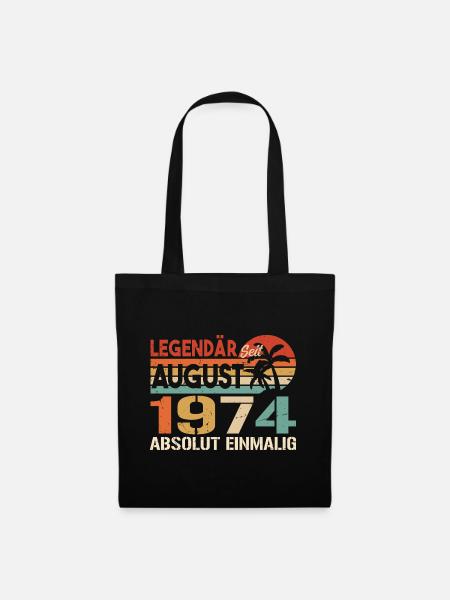 Geboren im August 1974 Funny Birthday Retro - Stoffbeutel - Schwarz