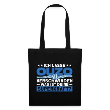 Grieche Ouzo Kos Geschenk - Stoffbeutel - Schwarz - Vorne