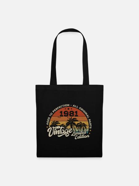 Vintage 1981 Geburtstag Retro 1981 - Stoffbeutel - Schwarz
