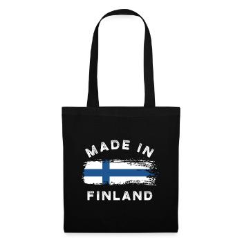 Made in Finland - Finnland Flagge - Stoffbeutel - Schwarz - Vorne