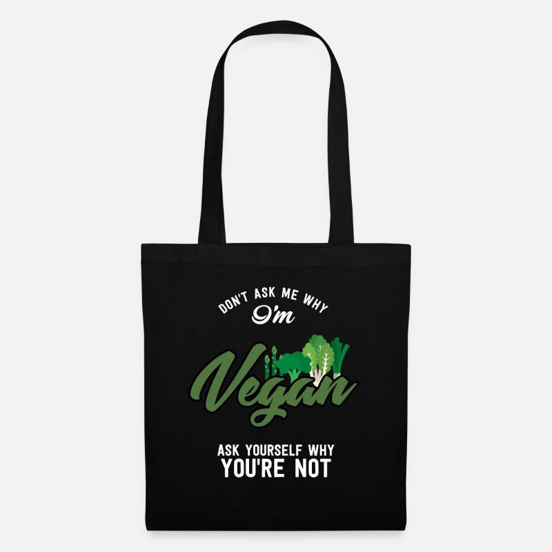 Vegan Vegetarier Geschenk World Vegan Day Essen - Stoffbeutel - Schwarz