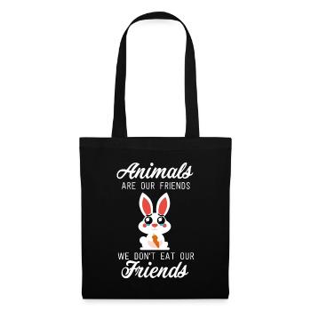 Süßer Hase Vegan Vegetarier Tiere World Vegan Day - Stoffbeutel - Schwarz - Vorne