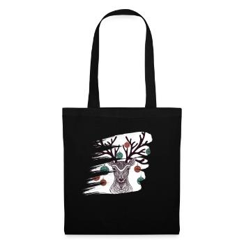 Noël cerf Noël Noël Art abstrait Style de travail Célébration de Noël - Sac en tissu - noir - Devant