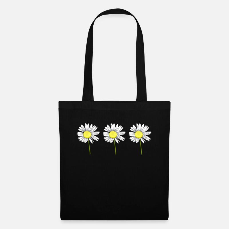 Gänseblümchen Blume Blumig Margeriten Garten - Stoffbeutel - Schwarz