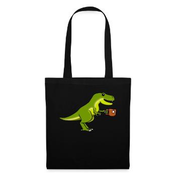 Tee Dinosaurier T Rex Tyrannosaurus Wortspiel - Stoffbeutel - Schwarz - Vorne