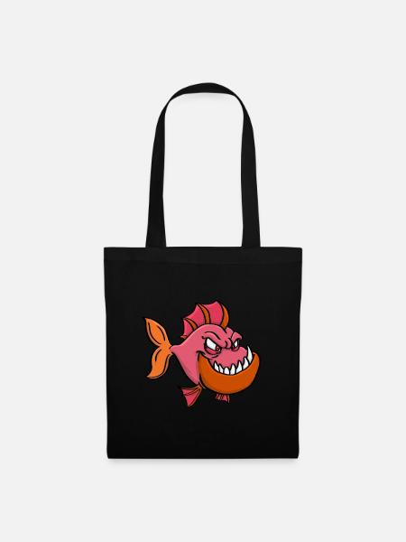 Piranha Raubfisch - Stoffbeutel - Schwarz
