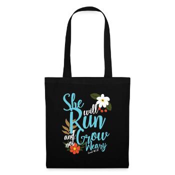 Verset de la Bible chrétienne, elle courra et grandira - Sac en tissu - noir - Devant