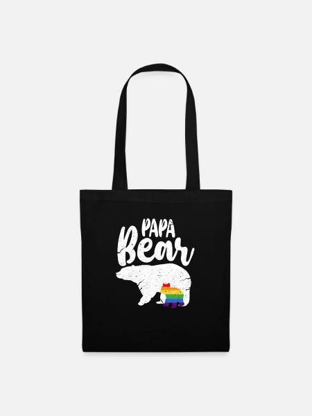 Bär LGBT Papa Bear Gay Pride Regenbogen Geschenk - Stoffbeutel - Schwarz