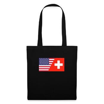 Schweiz Amerika USA Swiss Switzerland Geschenk - Stoffbeutel - Schwarz - Vorne
