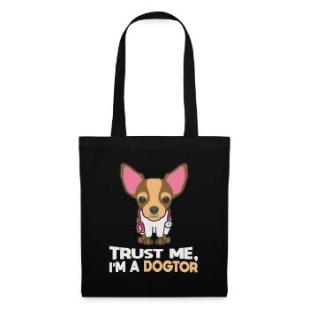 Trust Me I'm A Dogtor Hund Zwergpinscher - Stoffbeutel - Schwarz - Vorne