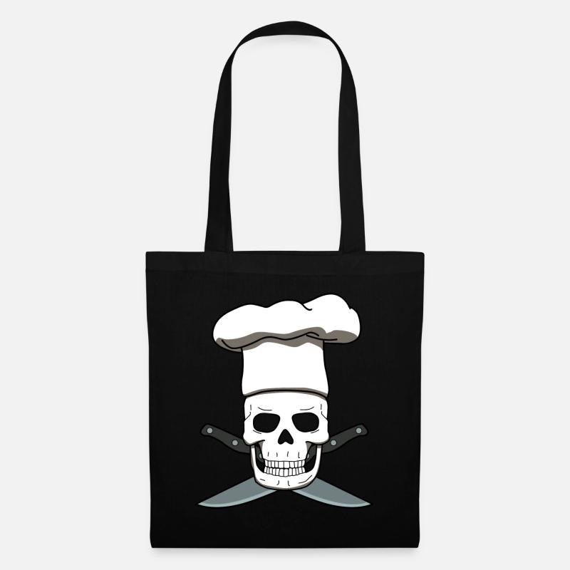 Koch Totenkopf Küchenchef Chefkoch Kochen Küche - Stoffbeutel - Schwarz