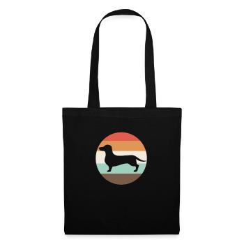 Dackel Dachshund Hund Hunde Haustier Geschenk - Stoffbeutel - Schwarz - Vorne