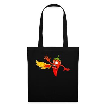 Chili Chilischote Scharf Pikant Peperoni Geschenk - Stoffbeutel - Schwarz - Vorne