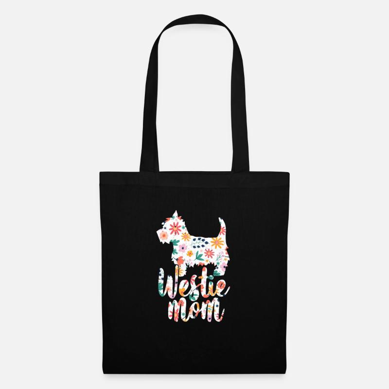 Westie West Highland White Terrier Mutter - Stoffbeutel - Schwarz
