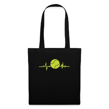 Tennis Battement de coeur Coeur Cadeau balle de tennis - Sac en tissu - noir - Devant