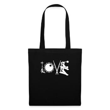 Schlagzeug Love Schlagzeuger Liebe Drummer - Stoffbeutel - Schwarz - Vorne