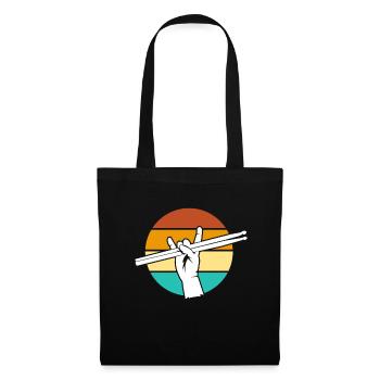 Schlagzeug Drummer Schlagzeuger Retro Geschenk - Stoffbeutel - Schwarz - Vorne