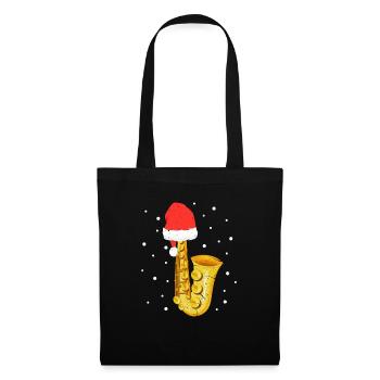 Saxophone Noël Cadeau Saxophone - Sac en tissu - noir - Devant