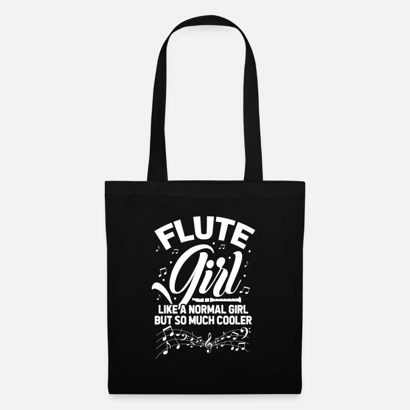 Flöte Querflöte Flöten Orchester Musik Geschenk - Stoffbeutel - Schwarz