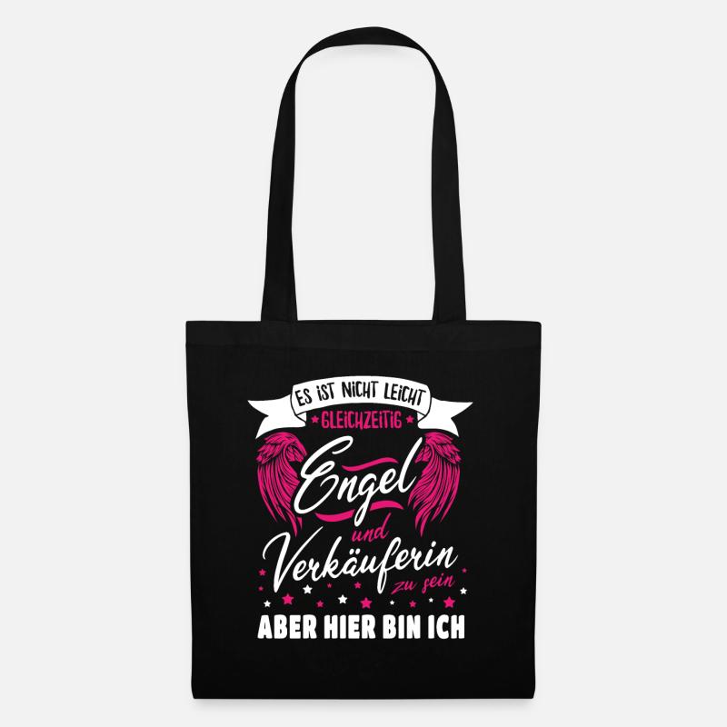 Verkäuferin Einzelhandel Kauffrau Engel Geschenk - Stoffbeutel - Schwarz