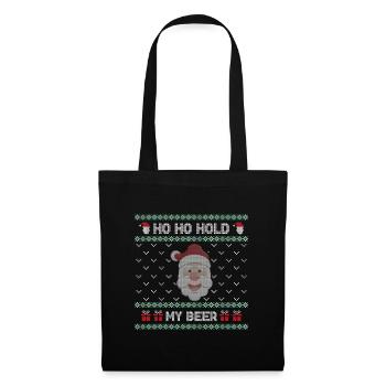 Ho Ho Hold My Beer Weihnachtsmann - UglyChristmas - Stoffbeutel - Schwarz - Vorne