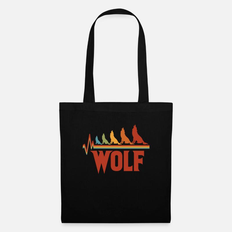 Wolf Heartbeat Wolves Pulse Wolfpack Gift - Tote Bag - black