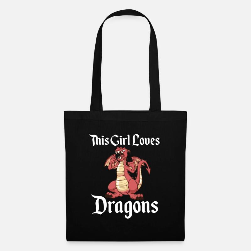 Drache Drachen Dragon Mädchen Geschenk - Stoffbeutel - Schwarz