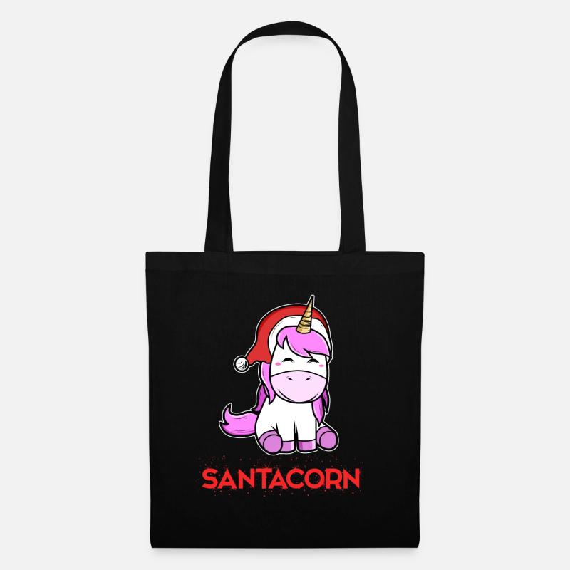 Weihnachtseinhorn Weihnachten Einhorn - Stoffbeutel - Schwarz
